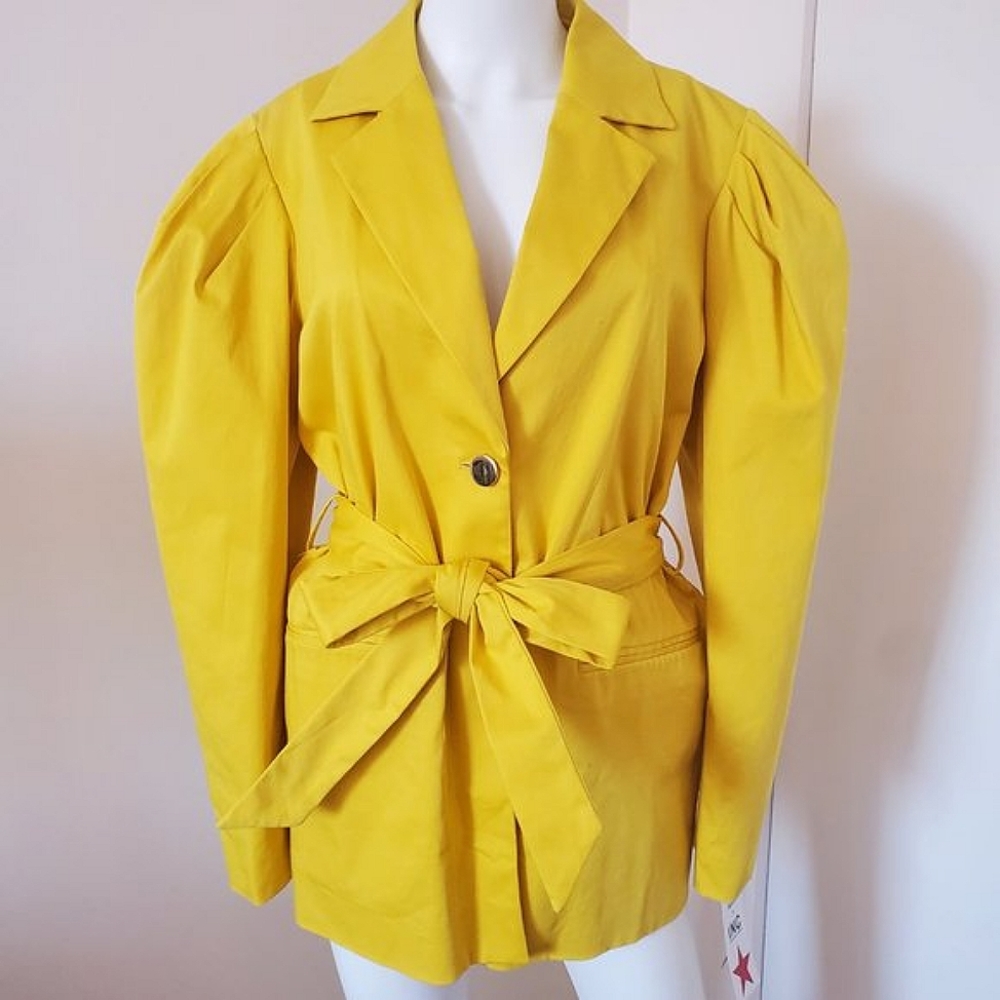 (NWT) ADE SAMUEL for INC  | Yellow Puff-Sleeve Spring Jacket | Size M